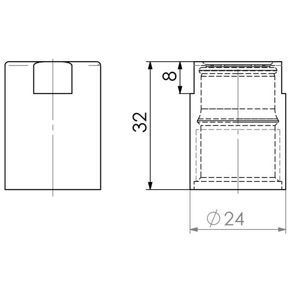 ÜM-Körper 1/2" IG zu Kugel VA 1.4301