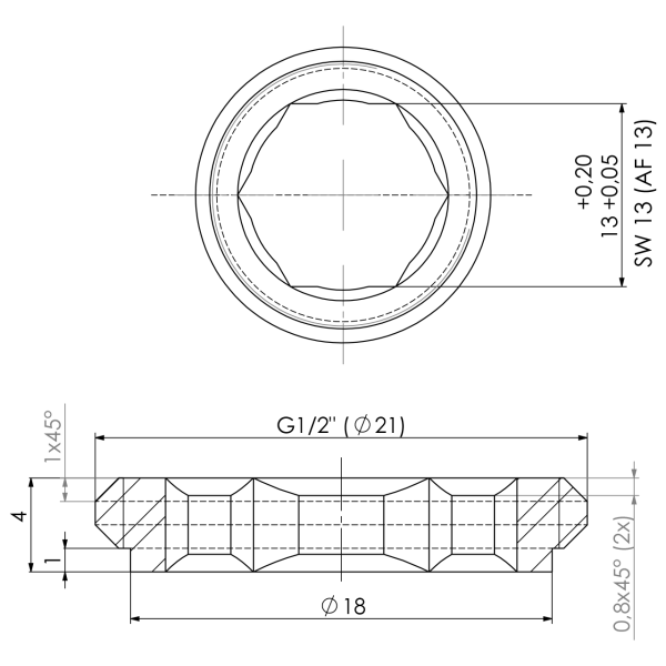 Einstellring 1/2" zu ÜM-Körper 1.4301